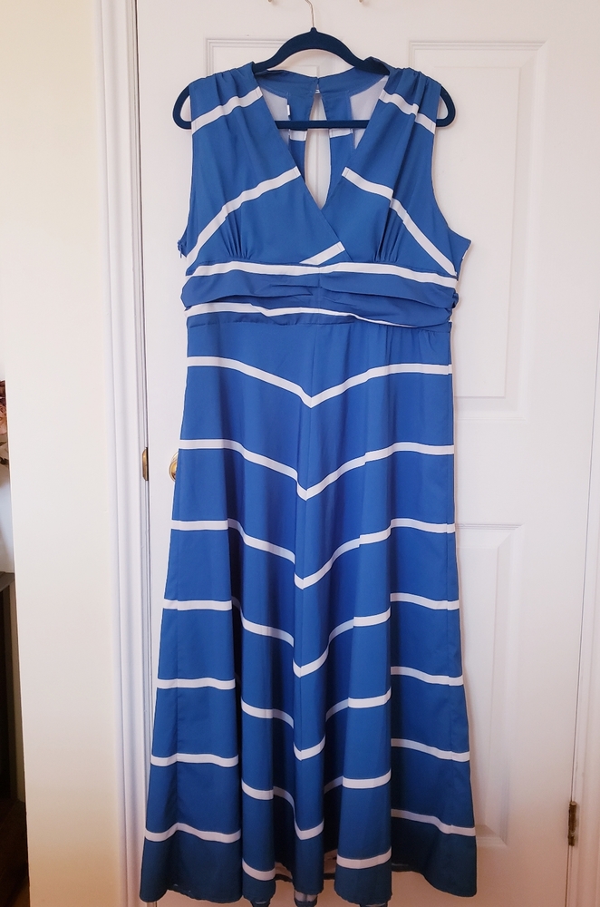 Blue and White Stripe Maxi Dress